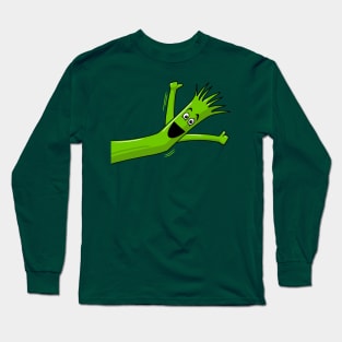 Green Wacky Waving Tube Man Portrait Long Sleeve T-Shirt